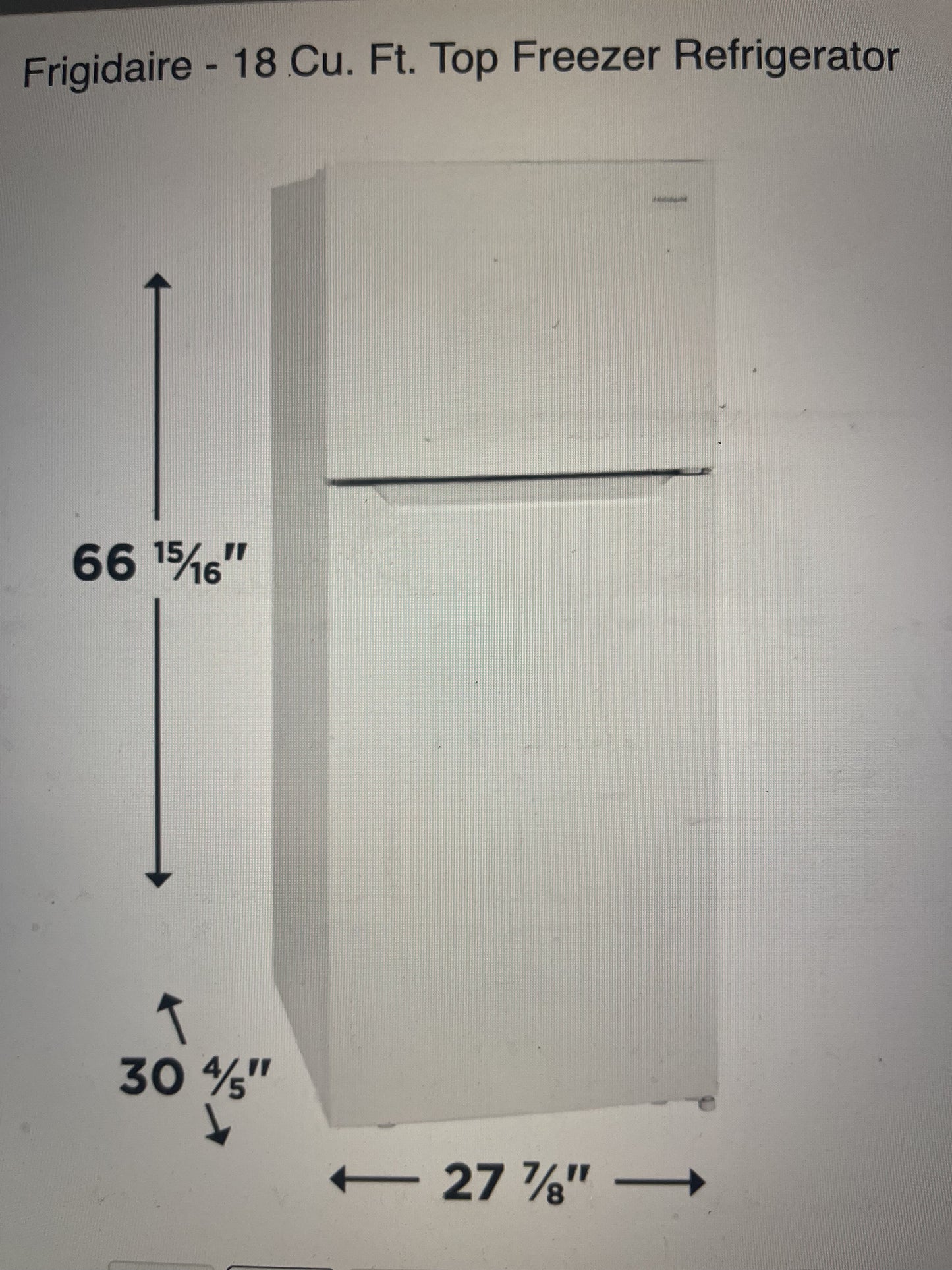 Frigidaire FFHT1822UW White 18 cu ft Top Freezer Refrigerator