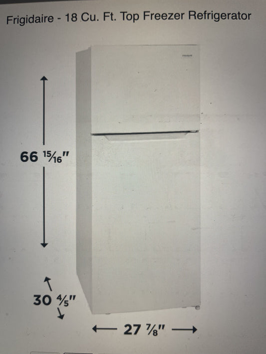 Frigidaire FFHT1822UW White 18 cu ft Top Freezer Refrigerator