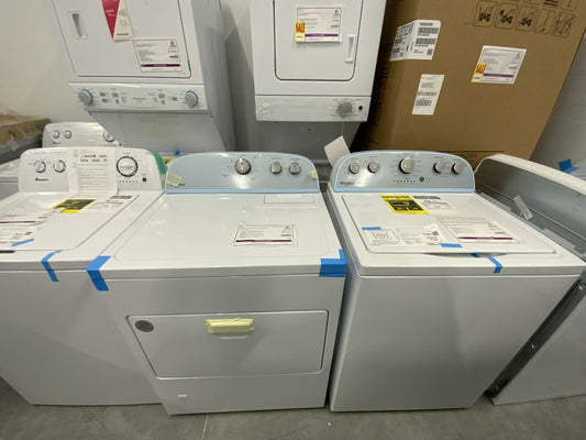 Whirlpool 3.8 cu. ft. Top Load Washer (WTW4957PW) and 7.0 cu. ft. Electric Dryer (WED4950HW) Set - Dual Action Agitator, AutoDry™, White