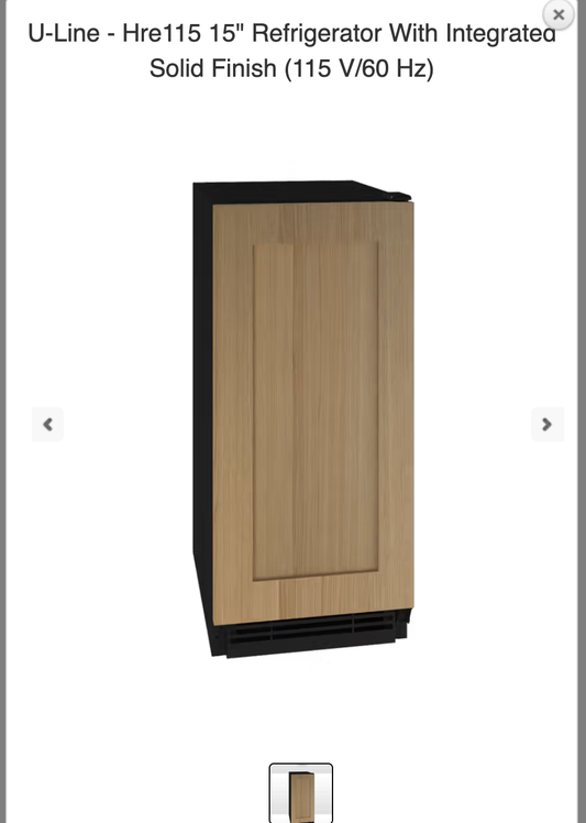 Uline UHRE115IS01A 15" Refrigerator With Integrated Solid Finish (115 V/60 Hz)