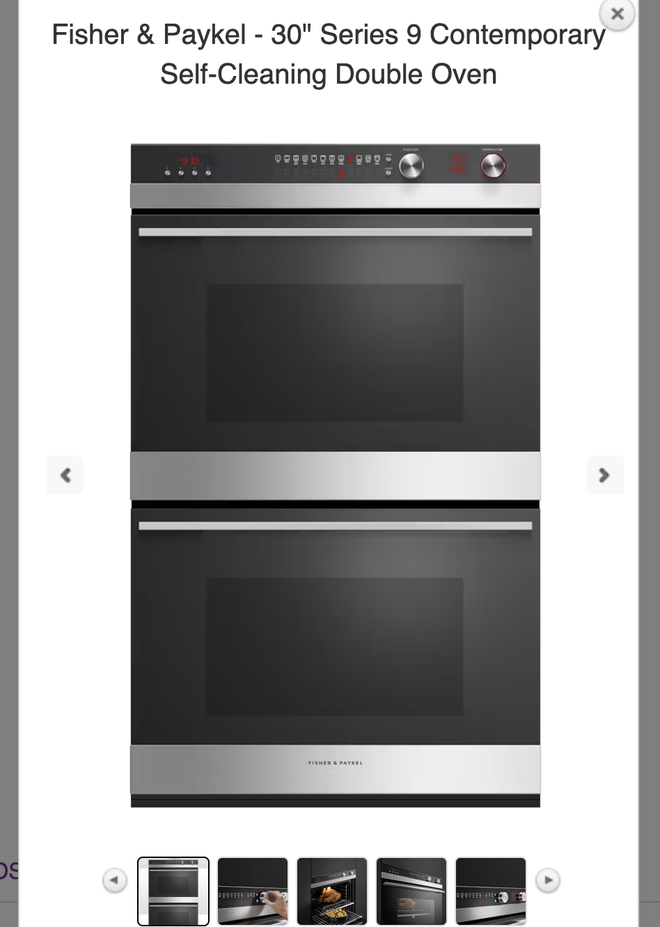 Fisher Paykel OB30DDEPX3N 30" Series 9 Contemporary Self-Cleaning Double Oven