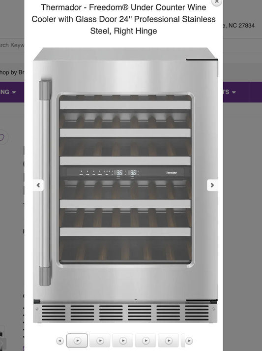 Thermador T24UW925RS Freedom® Under Counter Wine Cooler with Glass Door 24'' Professional Stainless Steel, Right Hinge