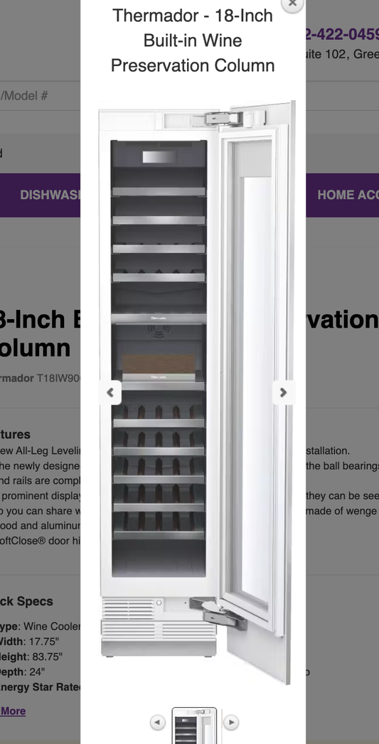 Thermador T18IW900SP 18-Inch Built-in Wine Preservation Column