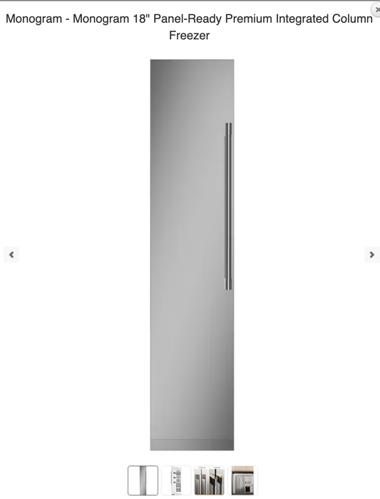 Monogram ZIF181NPNII Monogram 18" Panel-Ready Premium Integrated Column Freezer OB