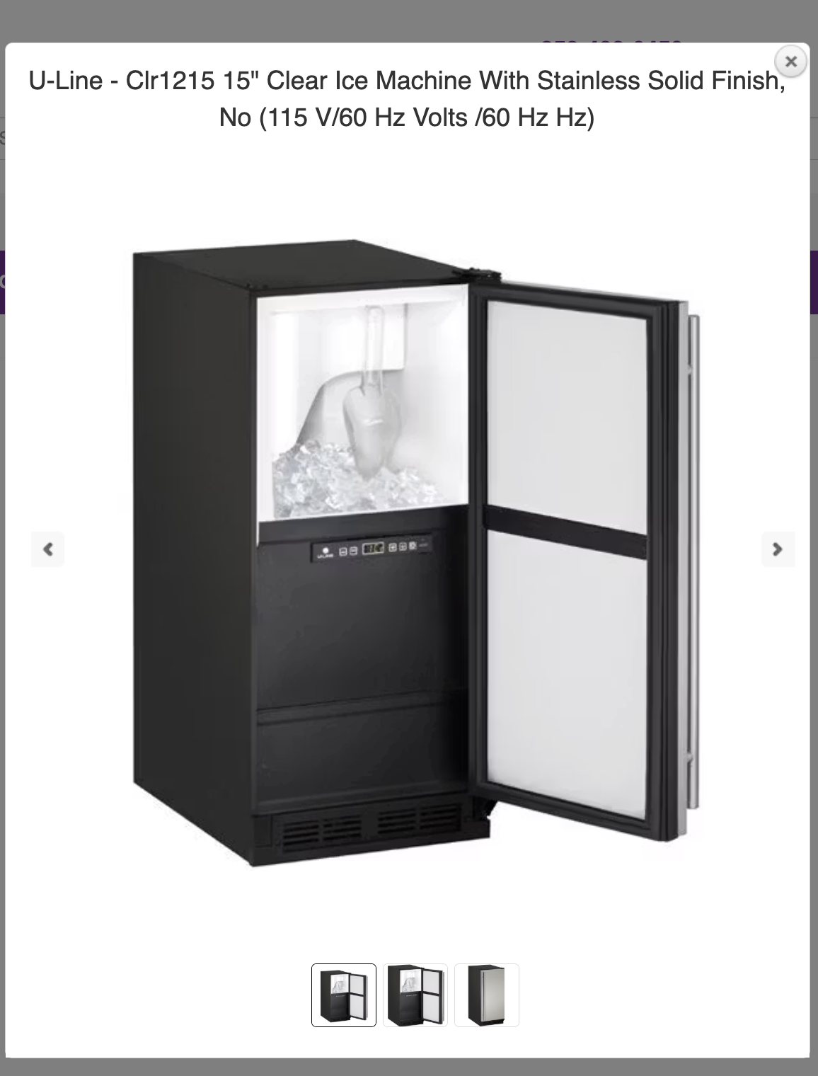 U-Line UCLR1215S00B Clr1215 15" Clear Ice Machine With Stainless Solid Finish, No (115 V/60 Hz Volts /60 Hz Hz)