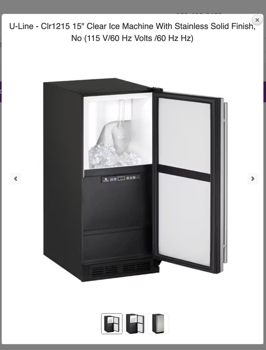 U-Line UCLR1215S00B Clr1215 15" Clear Ice Machine With Stainless Solid Finish, No (115 V/60 Hz Volts /60 Hz Hz)