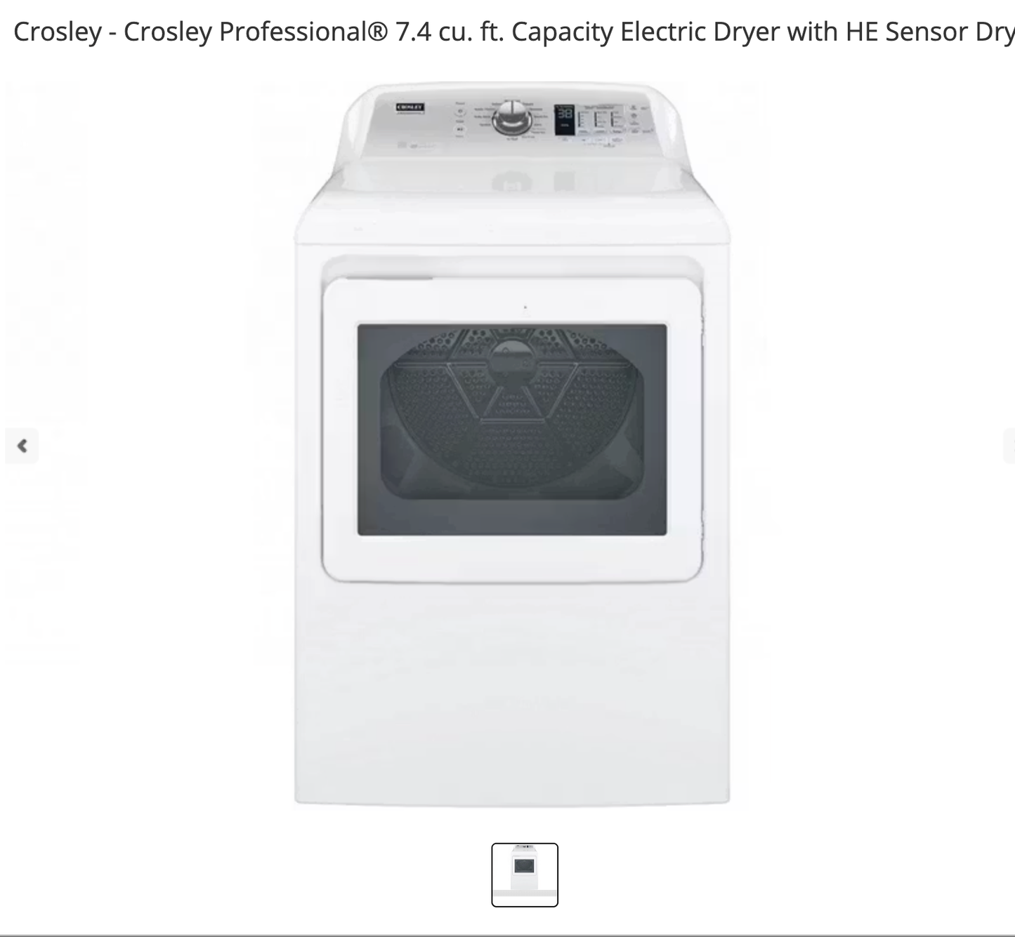 Crosley YTD74E2SNWS Electric Dryer 7.4 cu ft NIB